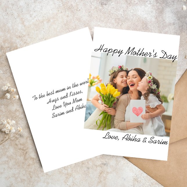 Elegant script photo mother's day card Invitation (Creator Uploaded)