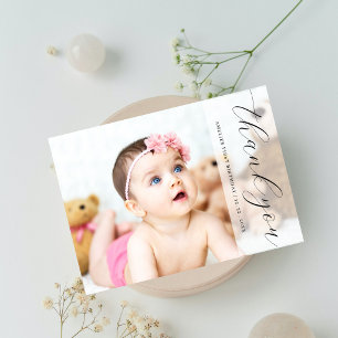 Elegant Script Photo Overlay Birthday Thank You Card
