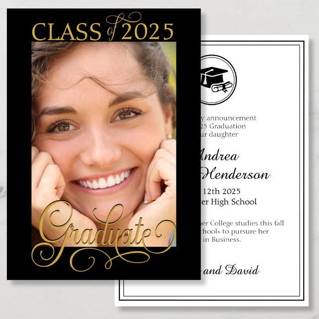 Elegant Script Photo Overlay Graduate Announcement (Creator Uploaded)