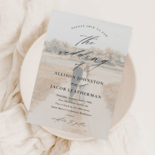 Elegant Script Photo Overlay Wedding Magnetic Invitation