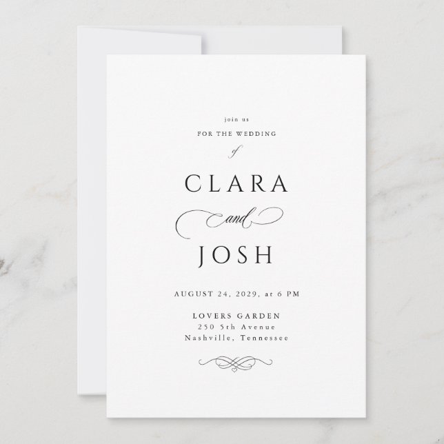 Elegant Script Photo QR Code Wedding Invitation (Front)