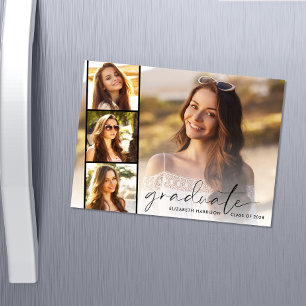 Elegant Script Photo Strip Graduation Magnetic Invitation