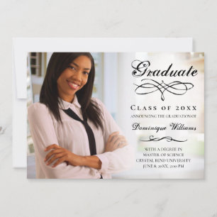 Elegant Script Photo Virtual Graduation Party Invitation