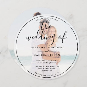 Elegant Script Photo Wedding Circular Invitation