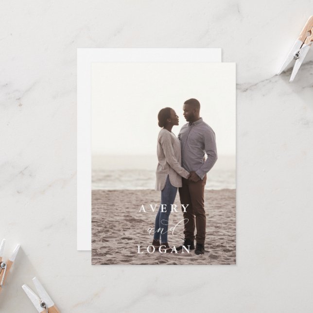 Elegant Script Photo Wedding Invitation (Front/Back In Situ)