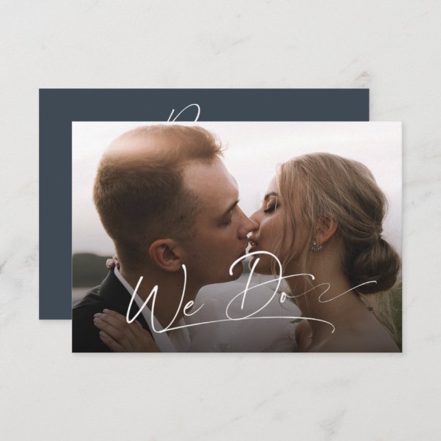 Elegant script photo wedding minimal modern RSVP c (Front/Back)