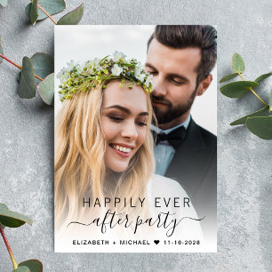 Elegant Script Photo Wedding Reception Invitation