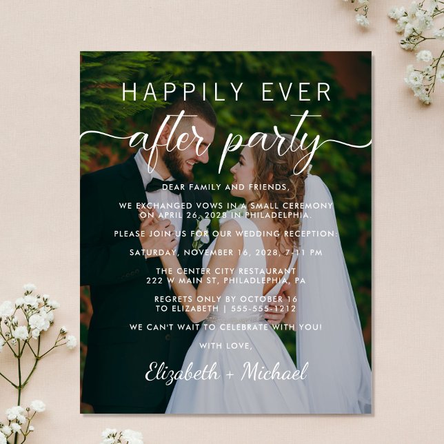Elegant Script Photo Wedding Reception Invitation (Creator Uploaded)