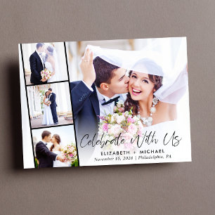 Elegant Script Photo Wedding Reception Invitation Postcard