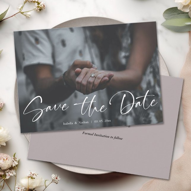 Elegant Script Photo Wedding Save The Date (Creator Uploaded)