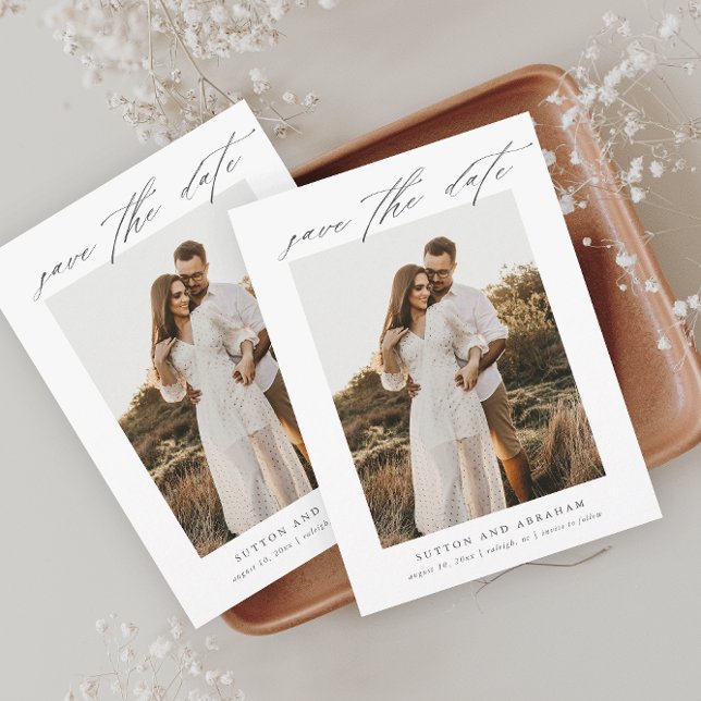 Elegant Script Photo Wedding Save The Date (Creator Uploaded)