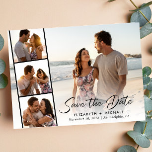 Elegant Script Photo Wedding Save the Date Announcement Postcard