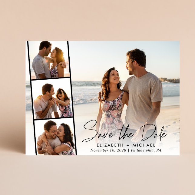 Elegant Script Photo Wedding Save the Date Announcement Postcard (Creator Uploaded)