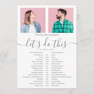 Elegant Script Photo Wedding Schedule Timeline Programme