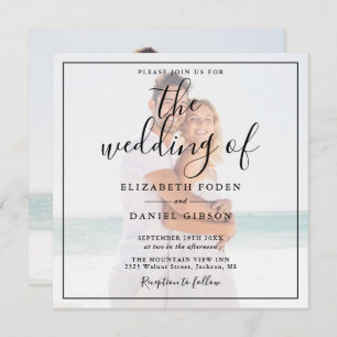 Elegant Script Photo Wedding Square Invitation