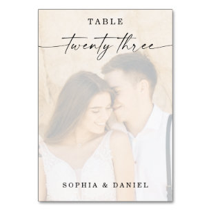 Elegant Script Photo Wedding Table Number 23