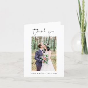 Elegant Script Photo Wedding Thank You Card