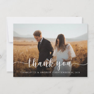 Elegant Script Photo Wedding Thank You Card