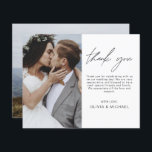 Elegant Script Photo Wedding Thank You Card<br><div class="desc">Express your heartfelt gratitude in timeless style with this Elegant Script Photo Wedding Thank You Card. Featuring refined calligraphy, a full photo layout, and minimalistic design elements, this card is the perfect way to thank your guests while showcasing a cherished moment from your big day. Ideal for modern, romantic, or...</div>