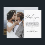 Elegant Script Photo Wedding Thank You Card<br><div class="desc">Express your heartfelt gratitude in timeless style with this Elegant Script Photo Wedding Thank You Card. Featuring refined calligraphy, a full photo layout, and minimalistic design elements, this card is the perfect way to thank your guests while showcasing a cherished moment from your big day. Ideal for modern, romantic, or...</div>