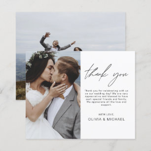 Elegant Script Photo Wedding Thank You Card