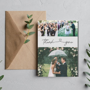 Elegant Script Photo Wedding Thank You Card