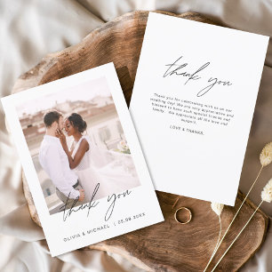Elegant Script Photo Wedding Thank You Card