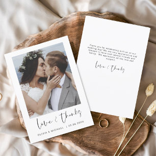Elegant Script Photo Wedding Thank You Card