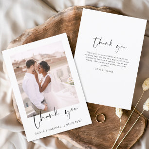 Elegant Script Photo Wedding Thank You Card