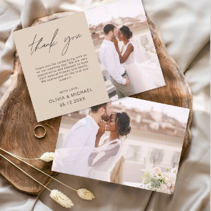 Elegant Script Photo Wedding Thank You Card
