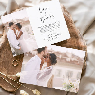 Elegant Script Photo Wedding Thank You Card