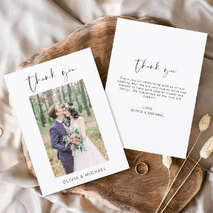 Elegant Script Photo Wedding Thank You Card