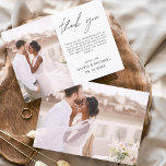 Elegant Script Photo Wedding Thank You Card<br><div class="desc">Express your heartfelt gratitude in timeless style with this Elegant Script Photo Wedding Thank You Card. Featuring refined calligraphy, a full photo layout, and minimalistic design elements, this card is the perfect way to thank your guests while showcasing a cherished moment from your big day. Ideal for modern, romantic, or...</div>