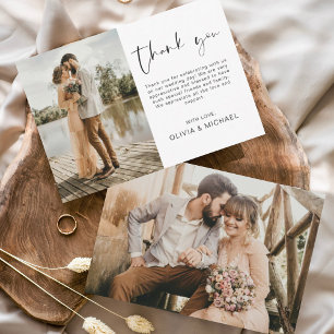 Elegant Script Photo Wedding Thank You Card