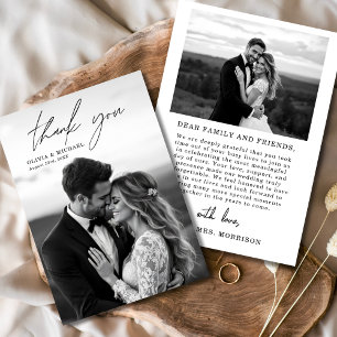 Elegant Script Photo Wedding Thank You Card
