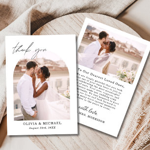 Elegant Script Photo Wedding Thank You Card