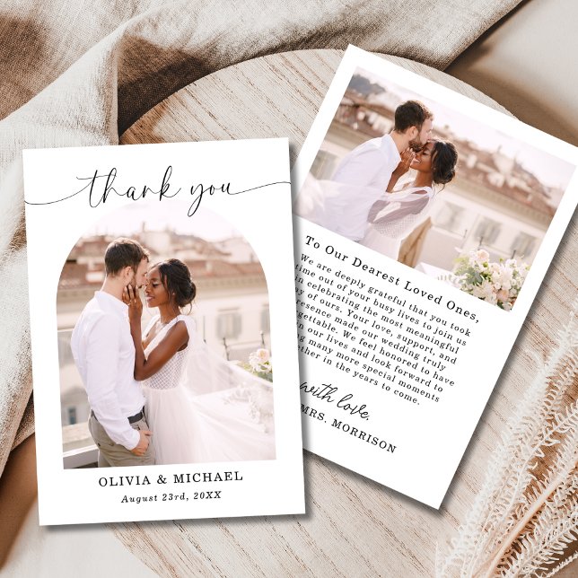 Elegant Script Photo Wedding Thank You Card (Creator Uploaded)