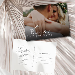 Elegant Script Photo Wedding Thank You  Postcard