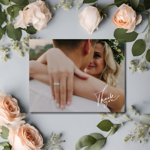 Elegant Script Photo Wedding Thank You  Postcard