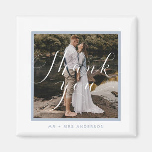 Elegant Script Photo WeddingThank You Magnet