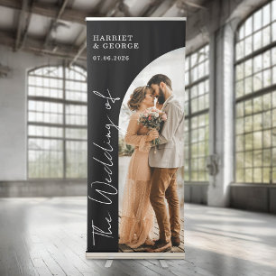 Elegant Script Photo Welcome Wedding Retractable Banner