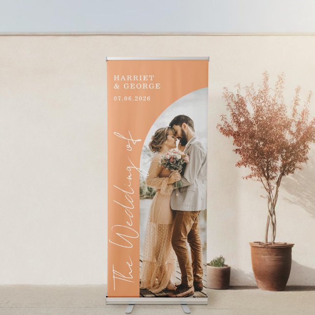Elegant Script Photo Welcome Wedding Retractable Banner (Creator Uploaded)