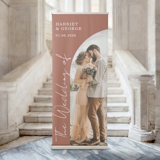 Elegant Script Photo Welcome Wedding Retractable Banner (Creator Uploaded)