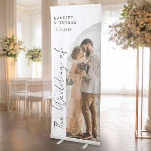 Elegant Script Photo Welcome Wedding Retractable Banner