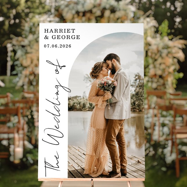 Elegant Script Photo Welcome Wedding Sign (Creator Uploaded)