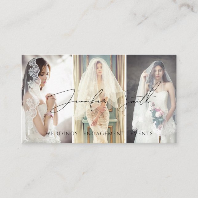 Elegant Script Photography Custom Photo Boho Business Card (Front)