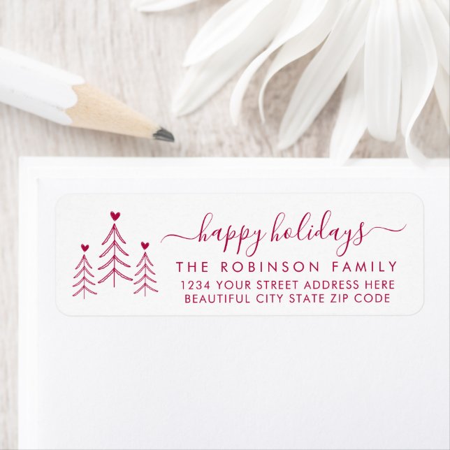 Elegant Script Pine Christmas Return Address Label (Insitu)