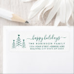 Elegant Script Pine Christmas Return Address Label<br><div class="desc">Elegant,  Modern Green and White Hand Lettered Christmas Family Return Address Labels. Featuring a pretty hand-written script with saying "merry christmas" in swash-tail font,  pine trees dodle with little hearts. Great for Christmas holiday season,  easy to personalise them with your names and return address info.</div>