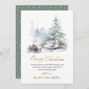 Elegant Script Pine Tree Non Photo Christmas Cards