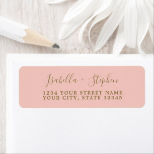 Elegant Script Pink and Gold Return Address